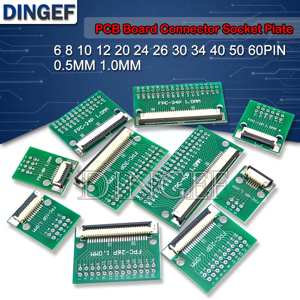 Złącze o skoku 0,5 mm i 1,0 mm Adapter SMT do otworu 2,54 mm Kabel FPC FFC Płyta spawana z pinem / pusta płytka 6P 8P 10P 12P 20P 24P