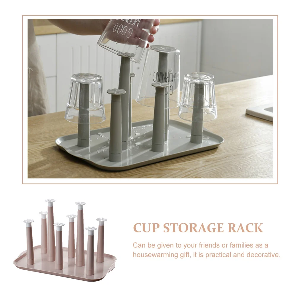 

Household Square Cup Drying Rack Plastic Kitchen Cup Storage Organizer Display Stand Cups Organizer Bottle Drying Rack
