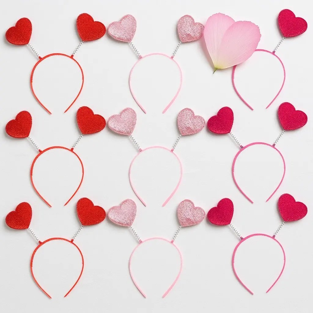 

9Pcs Valentines Day Heart Headband Glitter Love Heart Shape Hair Hoop Party Birthday Wedding Hair Accessories Hearts Headwear