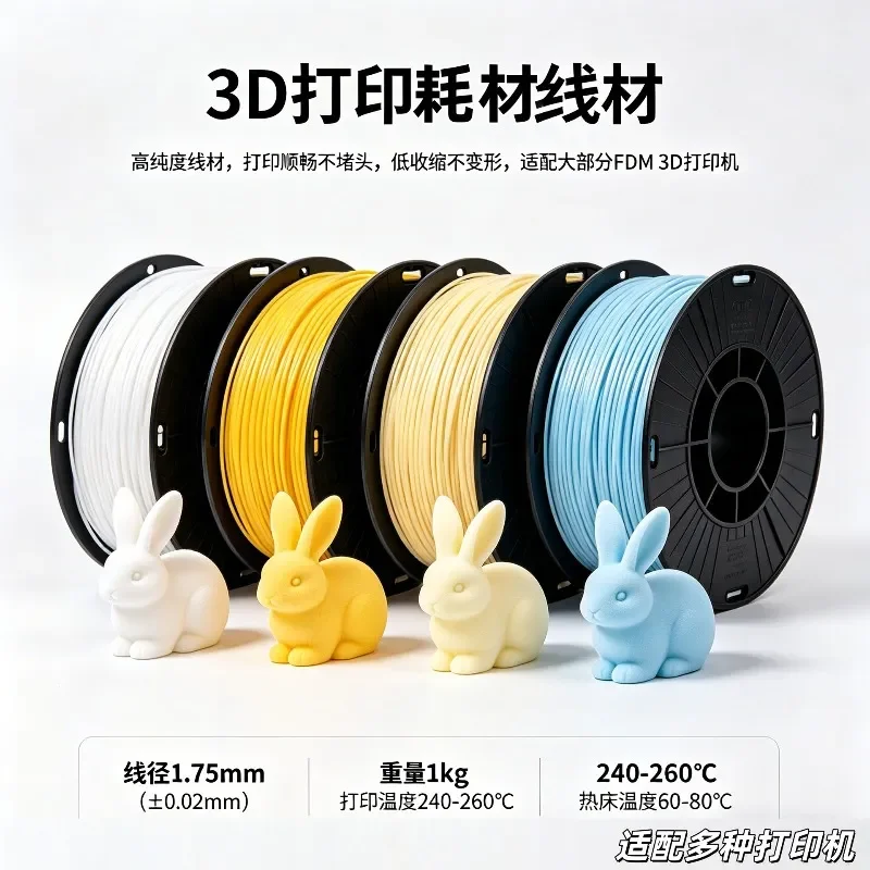 2026 3D printing consumables PETG are suitable for Tuozhu degradable 1kg wire diameter 1.75mm high-speed printing,