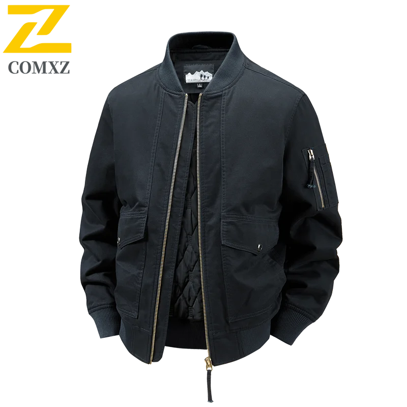 سترة قطن رجالية 2025 طبعة جديدة مع سترة طيران سميكة مضادة للبرد ودافئة للخروج سترة شتوية غير رسمية بسحاب سترة واقية