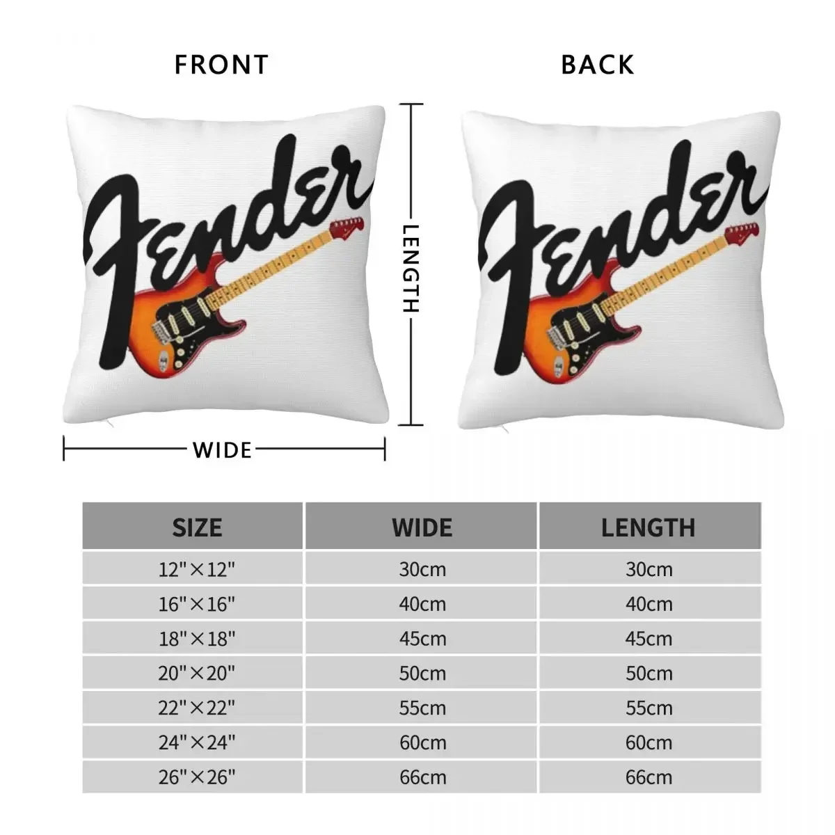 Fender Strat Classic Square Pillowcase Pillow Cover Polyester Cushion Decor Comfort Throw Pillow for Home Car