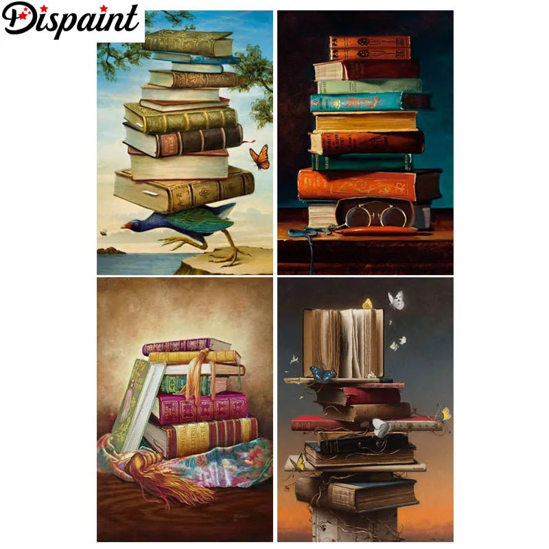 

Dispaint Full Square/Round Drill 5D DIY Diamond Painting "Book scenery" 3D Embroidery Cross Stitch 5D Home Decor Gift