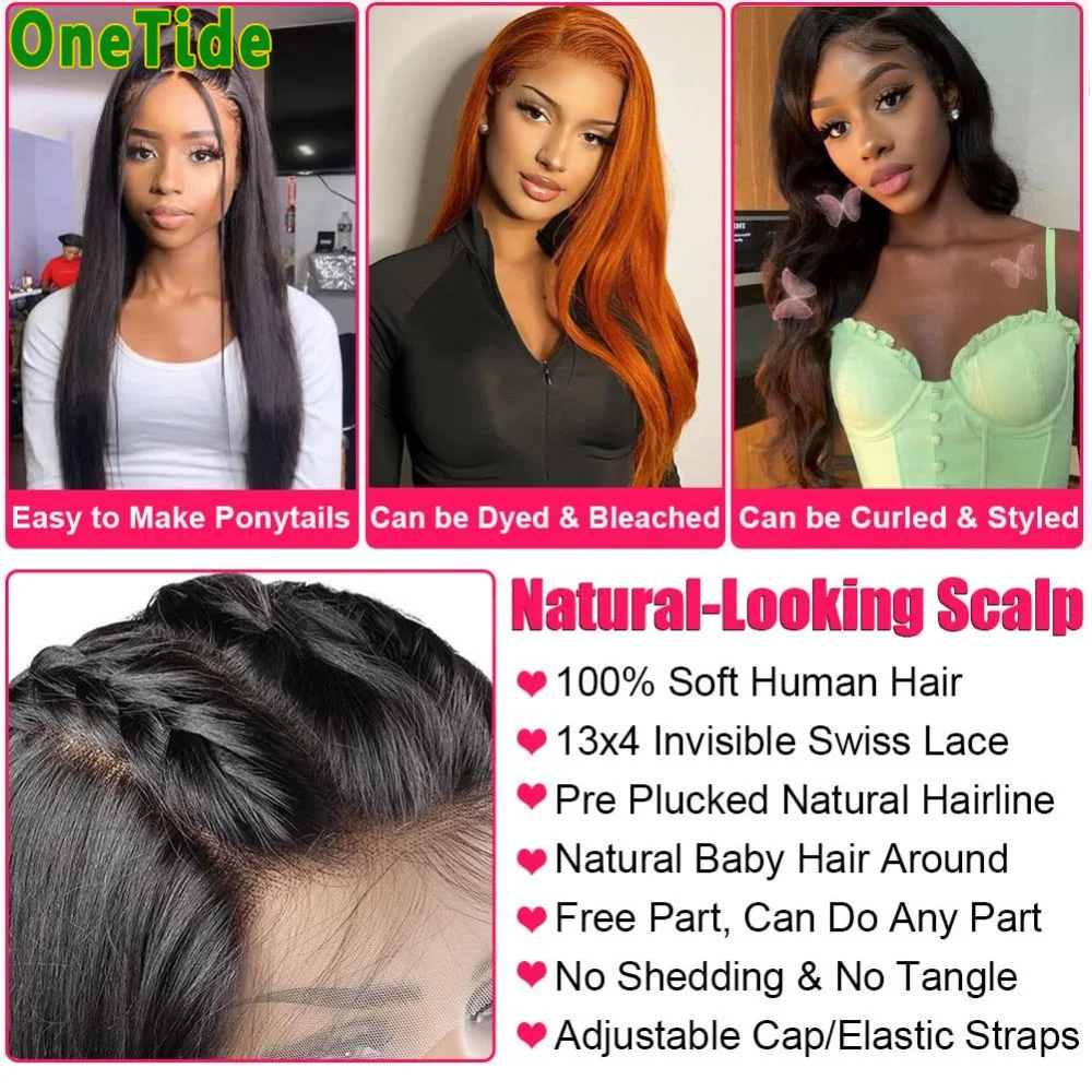 Bone Straight Human Hair Wigs For Women 13x4 Transparent Lace Front Wig Pre Plucked With Baby Hair 13x4 Lace Frontal Wig