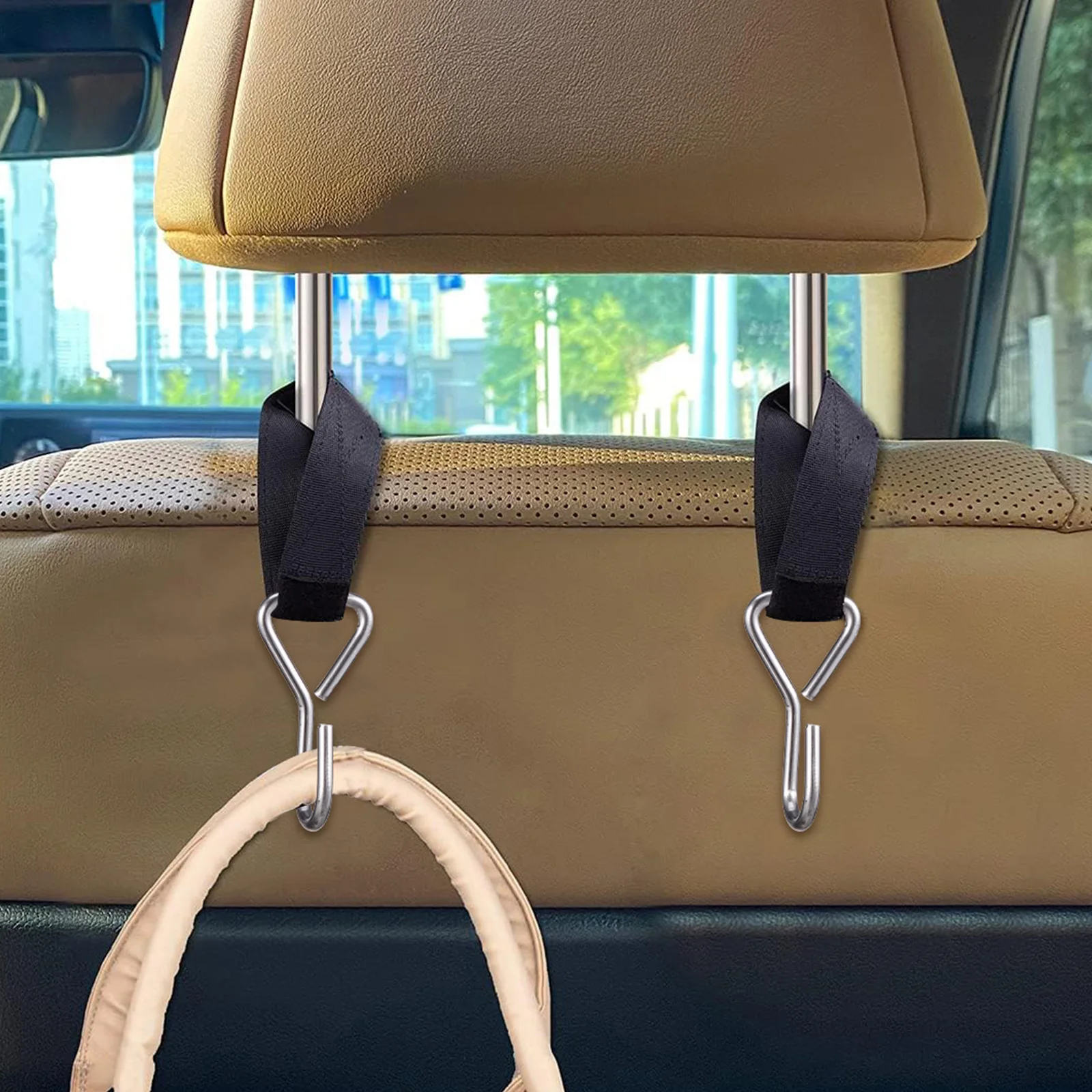 

100 pcs Metal Heavy Duty Stainless Steel Seat for Hanging Rope Belt Car Seat Metal Car Bag Hooks Headrest Hooks