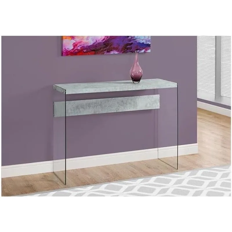 

Console Sofa Table, Tempered Glass, Glossy White, 44"L