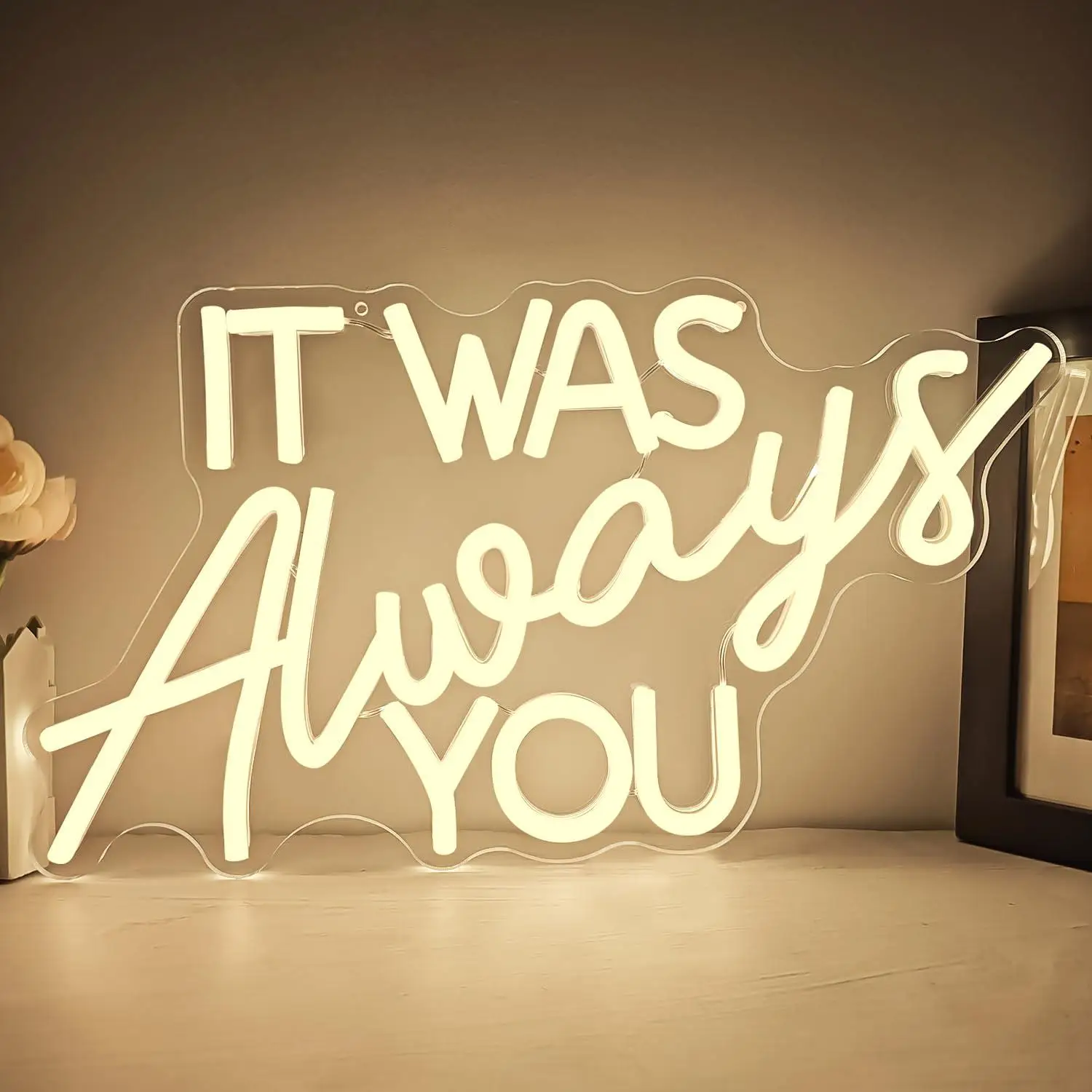 It Was Always You Neon Sign USB Dimmable LED Lights For Romantic Wedding Engagement Anniversary Bedroom Wall Art Decor Gift