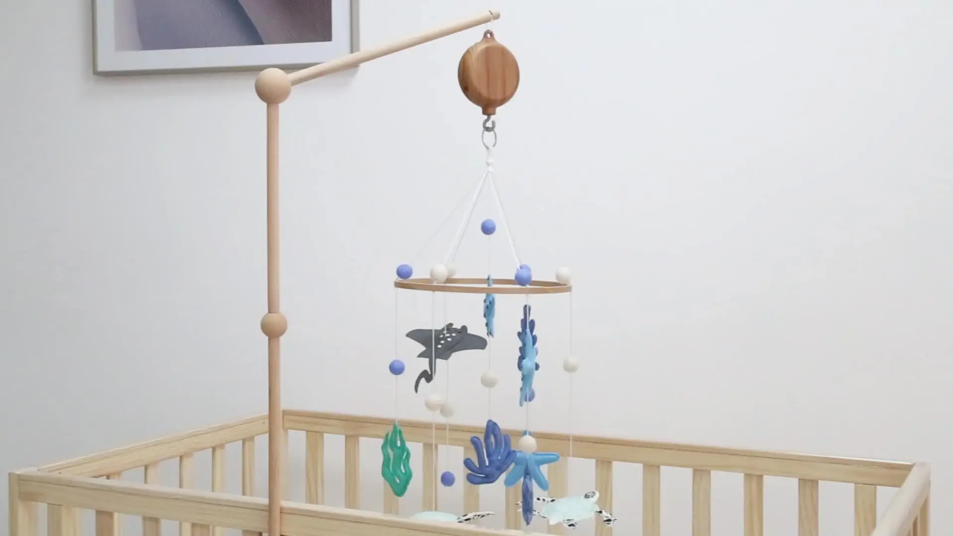 Hecho a mano bajo el mar bebé móvil océano cuna móvil decoración de guardería estrella de mar tortuga coralales