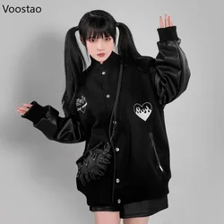 Autumn Winter Fashion Bomber Jackets for Women Streetwear Baseball Uniform Loose Coat Female Harajuku Y2k Patchwork Clothing