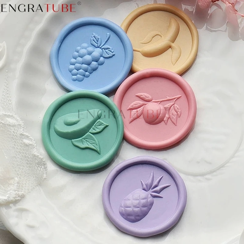 

3D Relief Fruit Series Wax Sealing Stamp Banana Grape Avocado Pineapple Honey Peach For DIY Gift Greeting Card Decoration Tools