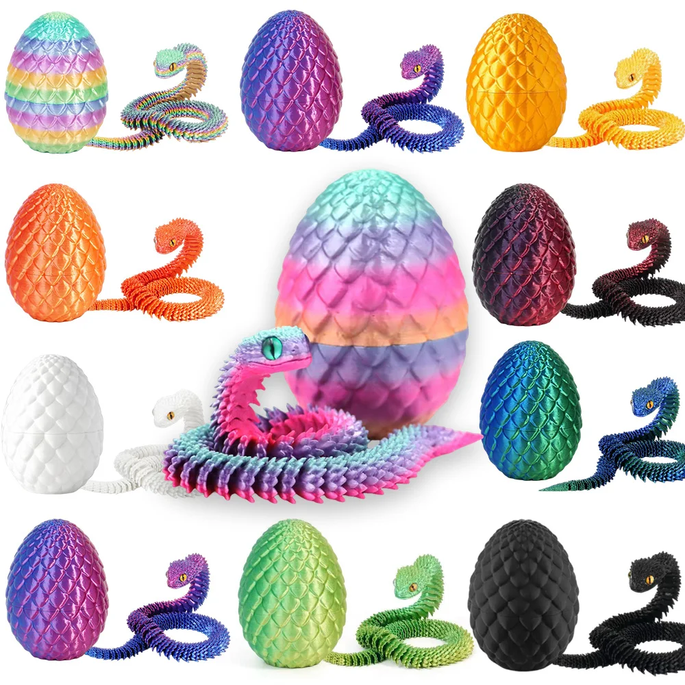 Huevos de Serpiente Impresos en 3D con Serpiente en el Interior, Serpiente Impresa en 3D, Animales Impresos en 3D, Huevo de Pascua para Niños y Adultos, Huevo Sorpresa, Modelo de Serpiente