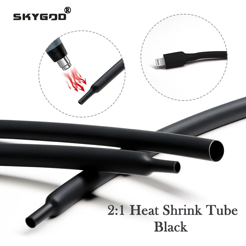 

Black 1~10m Heat Shrink Heatshrink Tube 2:1 Diameter 0.6~210mm Polyolefin Tubing Sleeving DIY Wrap Wire Repair Cable Protecctor