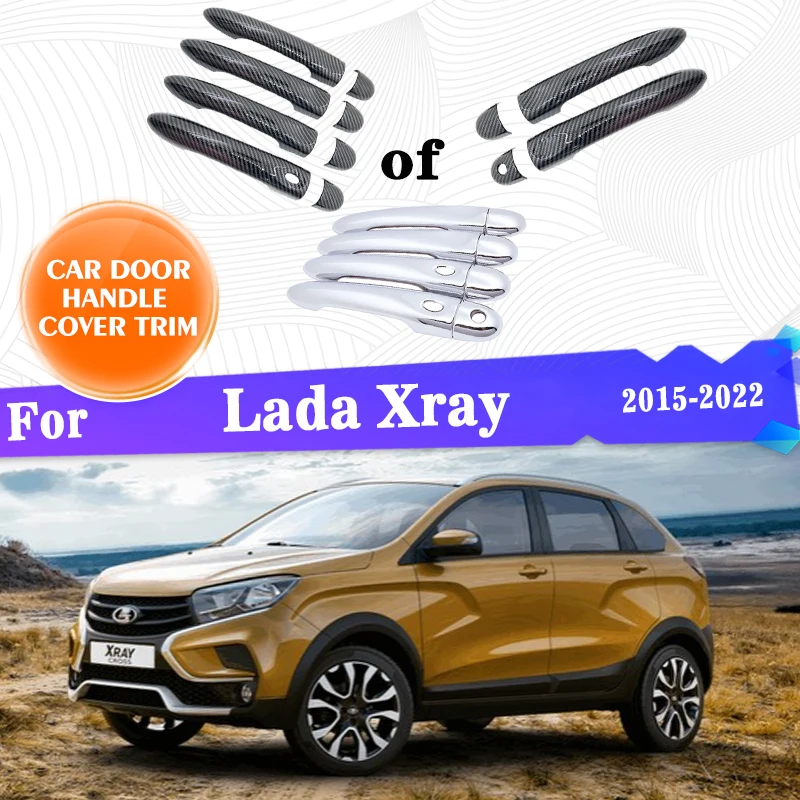 

Door Handle Covers For Lada Xray 2015~2022 Gloss Black Carbon Fiber Chrome Car Door Handle Protector Stickers Accessories Gadget