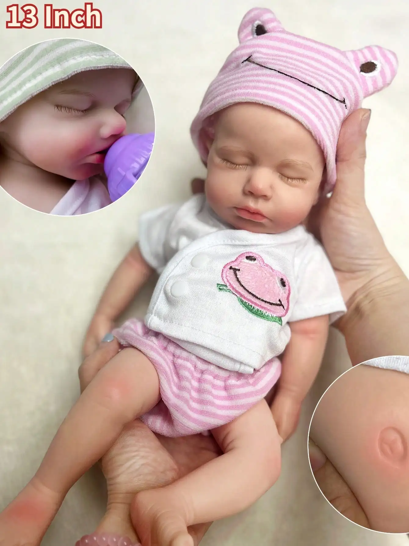 13 Inch Loulou! 3D Painted, Adorable Pascale Solid Silicone Reborn Baby Doll - Bebe Newborn, Available as Girl or Boy