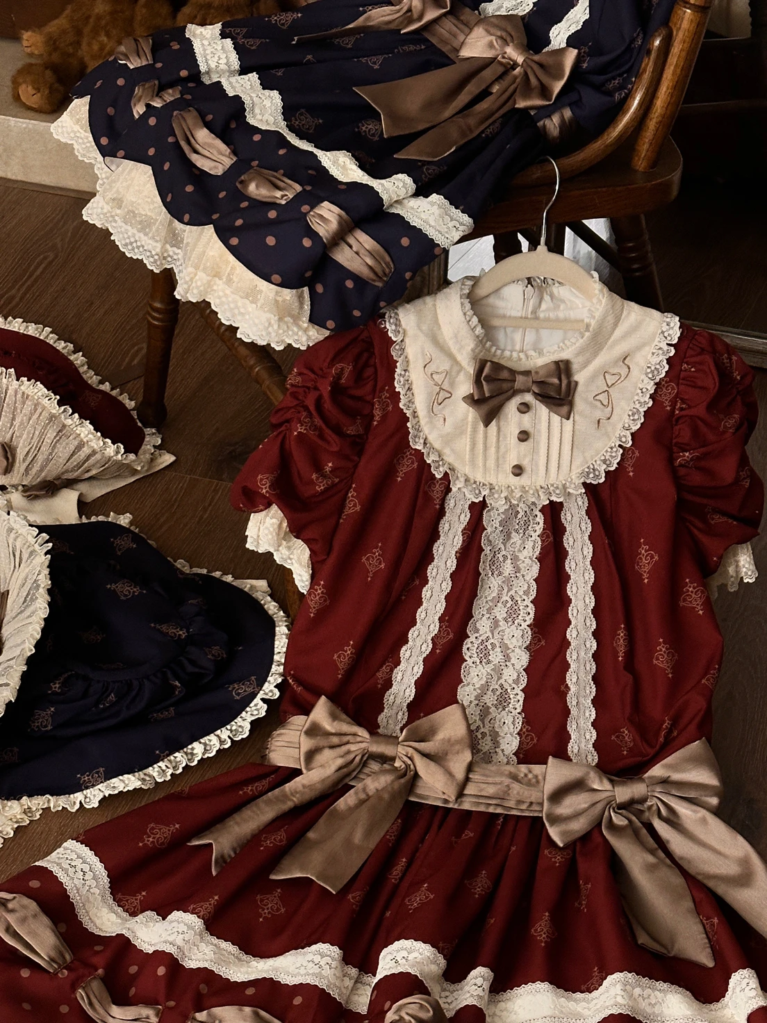 MAGOGO Cute Women Lolita Bonnet Vintage Victorian Bow Lace Hats Lolita Cosplay Accessories