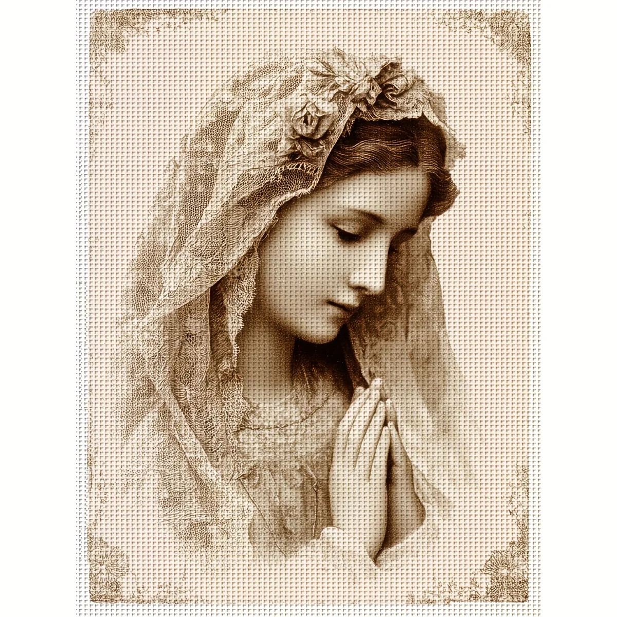 1PC36X46cm/14.17X18.11in,11CT Print Cross Stitch DIY Kit, Praying Virgin, Adult Beginner's Relaxed Cross Stitch Stitch