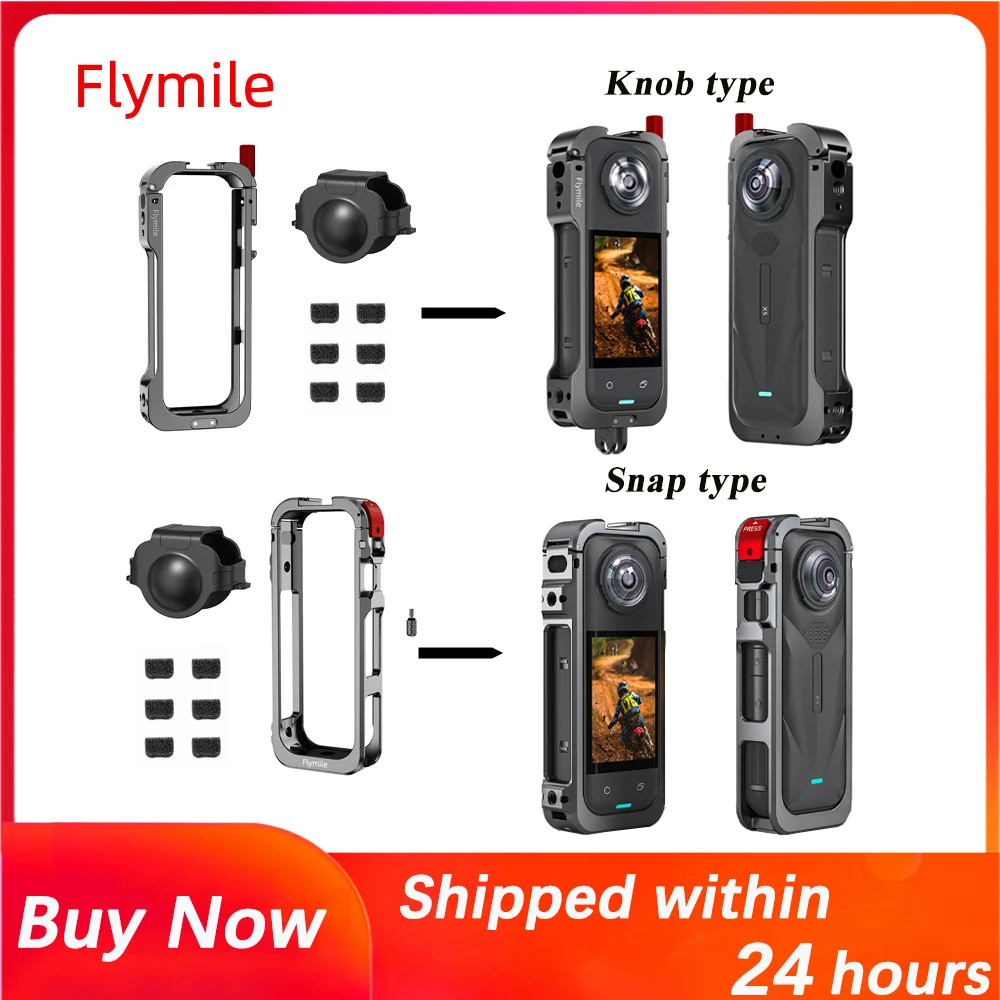 

Flymile Camera Cage For Insta360 X5 Panoramic Action Camera Metal Drop-proof Camera Case Protective Frame X5 Accessories