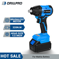Drillpro Brushless 320N.m Torque Electric Impact Wrench 1/2Inch Wireless Cordless Drill Power Tool For Makita 18V Battery