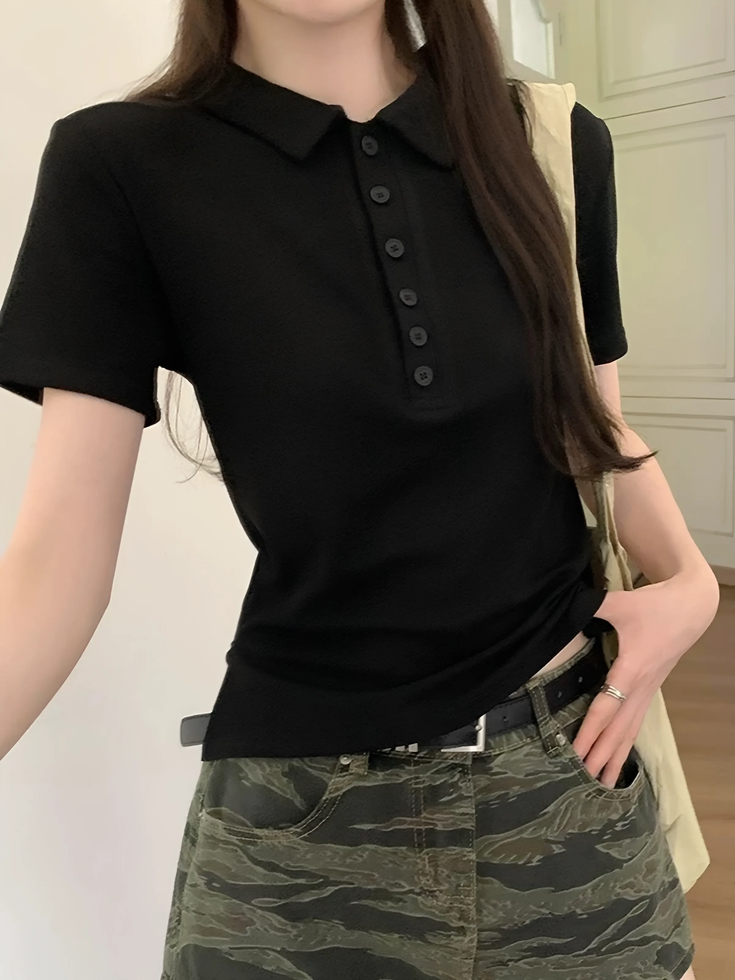 Slim Fit  Neck Short Sleeve T-Shirt 95 Cotton plus Size Summer Top for Women Comfortable Breathable  Color Basic Tee