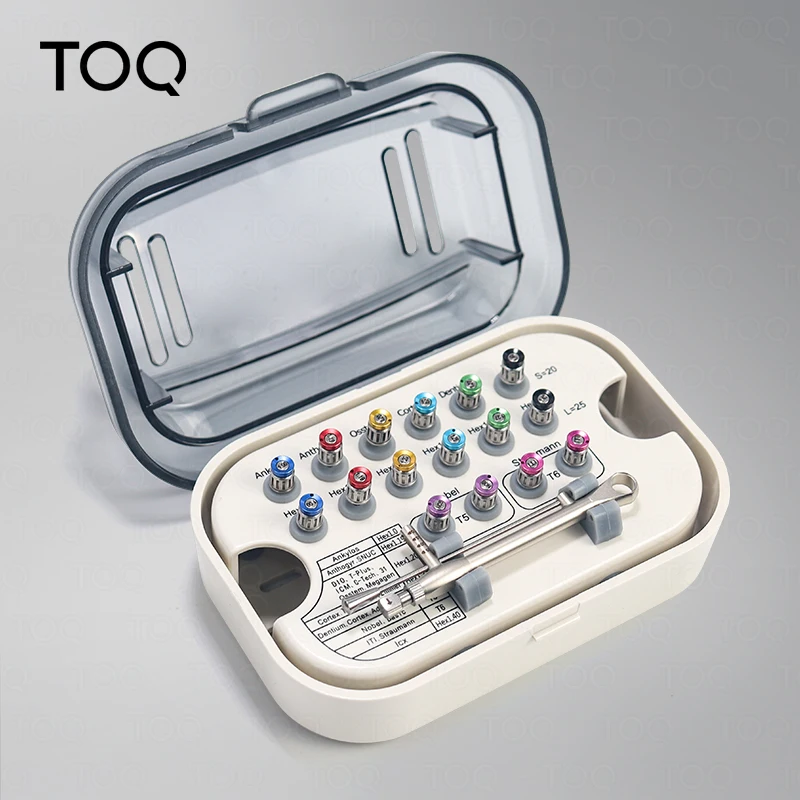 

16Pcs Dental Implant Torque Wrench Screwdriver Kit 10-70 Ncm Universal Prosthetic Driver For Restoration Repair With Storage Box