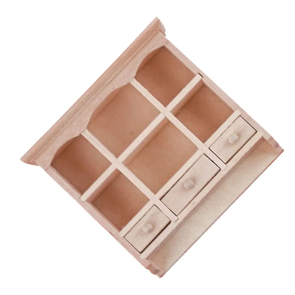 

1 12 Miniature Wooden Wall Cabinet Dollhouse Decor Durable Solid Color DIY Painting Ornament Gifts Mini Cabinet