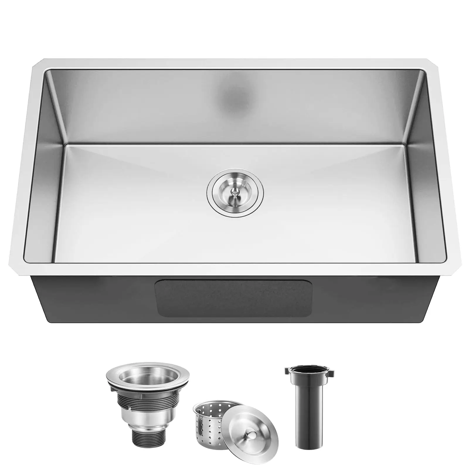 

15x17 Inch Stainless Steel Undermount Single Bowl Bar Sink 16 Gauge With Drain Assembly For Kitchen Prep And RV Use
