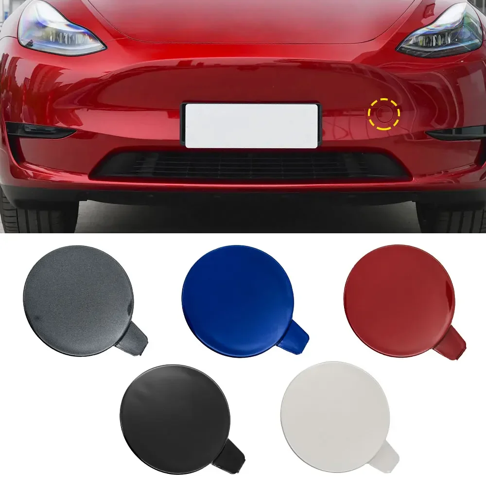Car Front Bumper Tow Hook Cover Cap Accessory Black White Blue Red Gray For Tesla Model Y 2019-2024 1493746-00-A