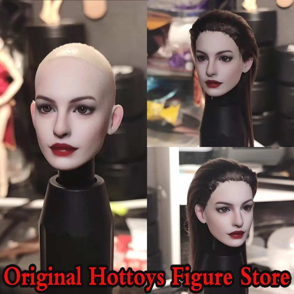 

1/6 Scale Female Soldier Head Sculpture Anne Hathaway American Beauty Actors Head Carving Fit 12-inches Action Figure Doll Body