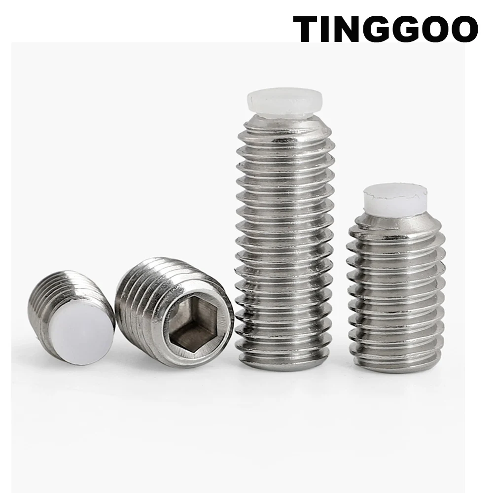 M2 M2.5 M3 M4 M5 M6 M8 M10 M12 M16 304 Stainless Steel Hex Hexagon Socket Plastic Nylon Convex POM Point Tip Grub Bolt Set Screw