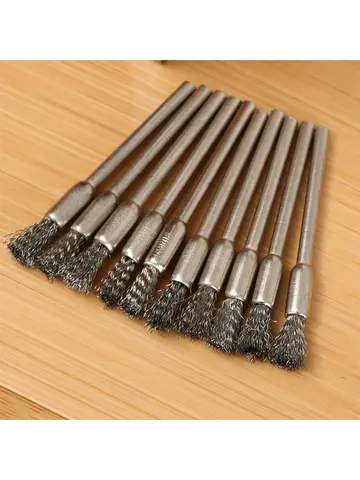 10Pcs Stainless Steel Wire Brushes with a 3.17mm Handle - Ideal for Rotating Tools, Ideal for Cleaning, Rust Removal and Sanding