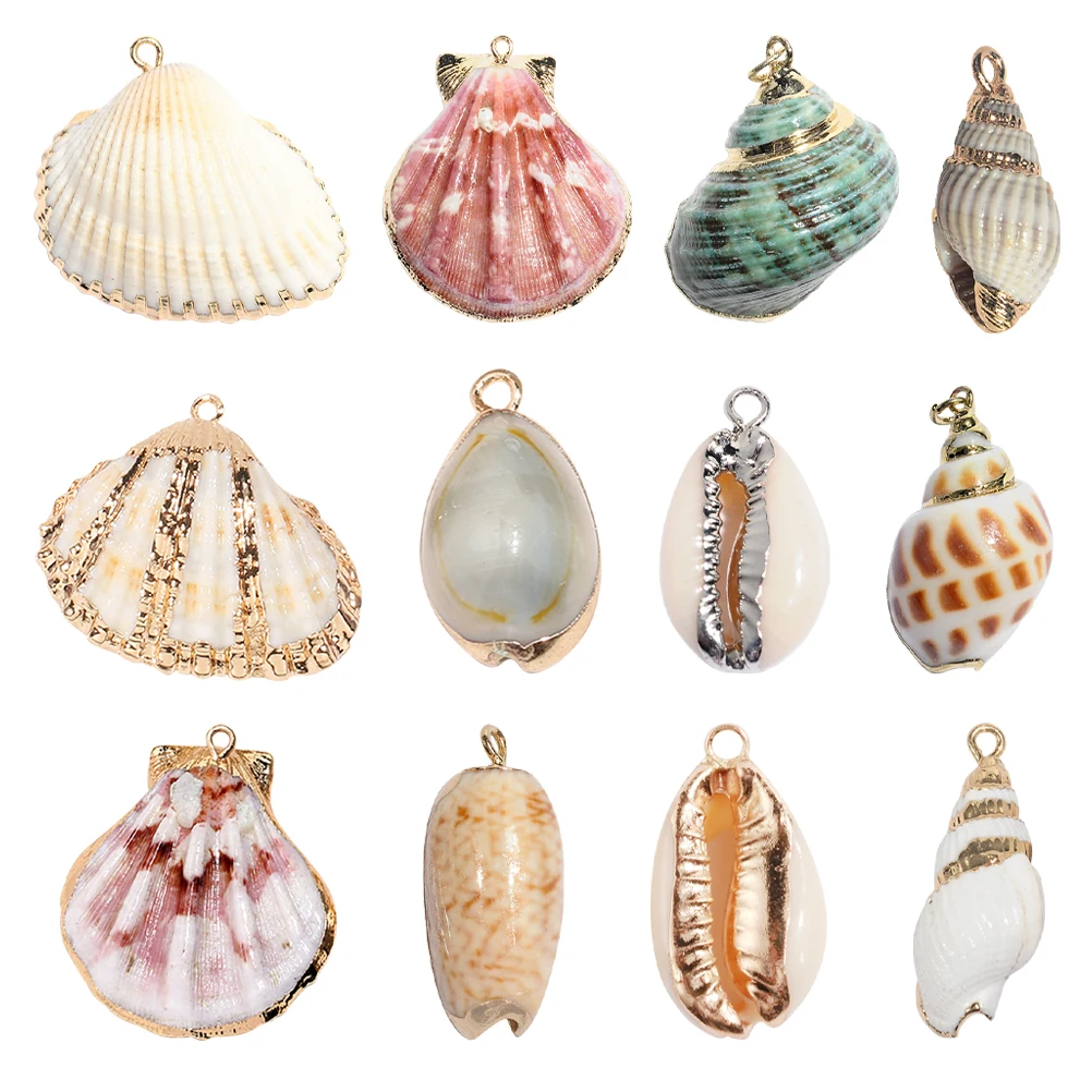 

12pcs Shell Jewelry Parts Lightweight Necklace Pendant Earrings Key Chain Seashell Decorations Craft Supplies