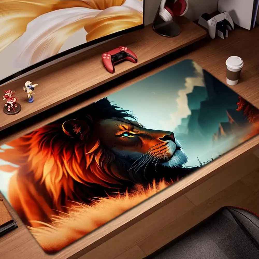 

animal lion wallpaper Mouse Pad Game Accessories keyboard pad XXL large locking edge 900X400 mm table mat Gaming mousepad