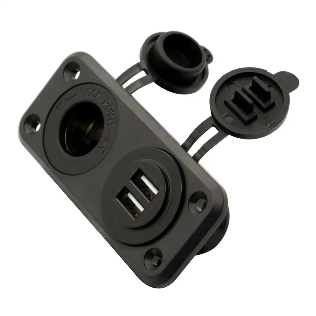 Car Dual USB Charger Socket Panel Waterproof IP65 Fast Charge Power Outlet for Boat Marine RV 12V 24V
