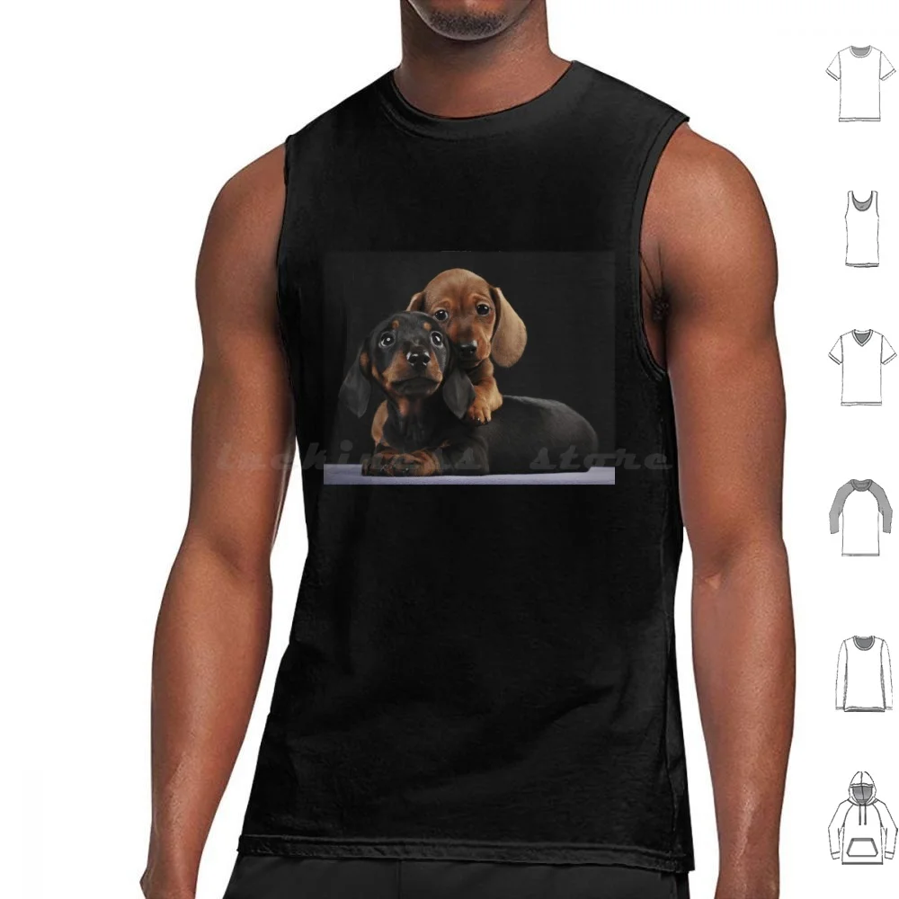 Dachshund Dog Portrait Photo Pupies Tank Tops Print Cotton Dachshund Dog Cute Dogs Doxie Pets Puppy Animal Funny Animals