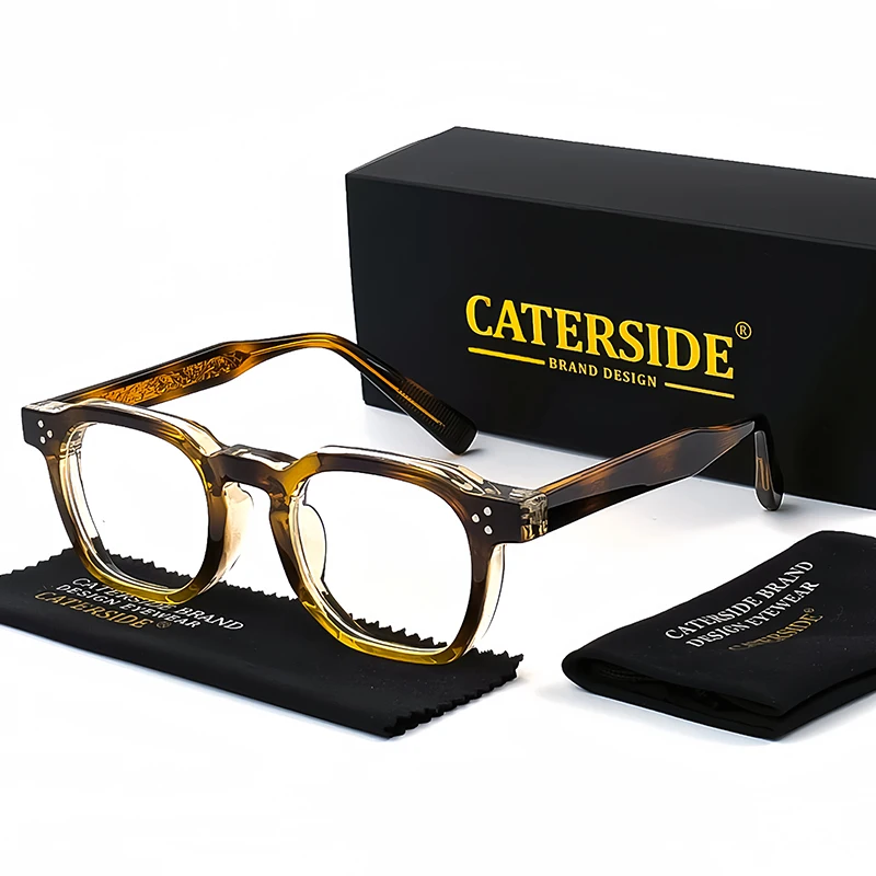 Caterside New Square Flat Light Glasses for Men Women Retro TR Frame Eyeglass High-Quality Eyewear Minimalist Matching