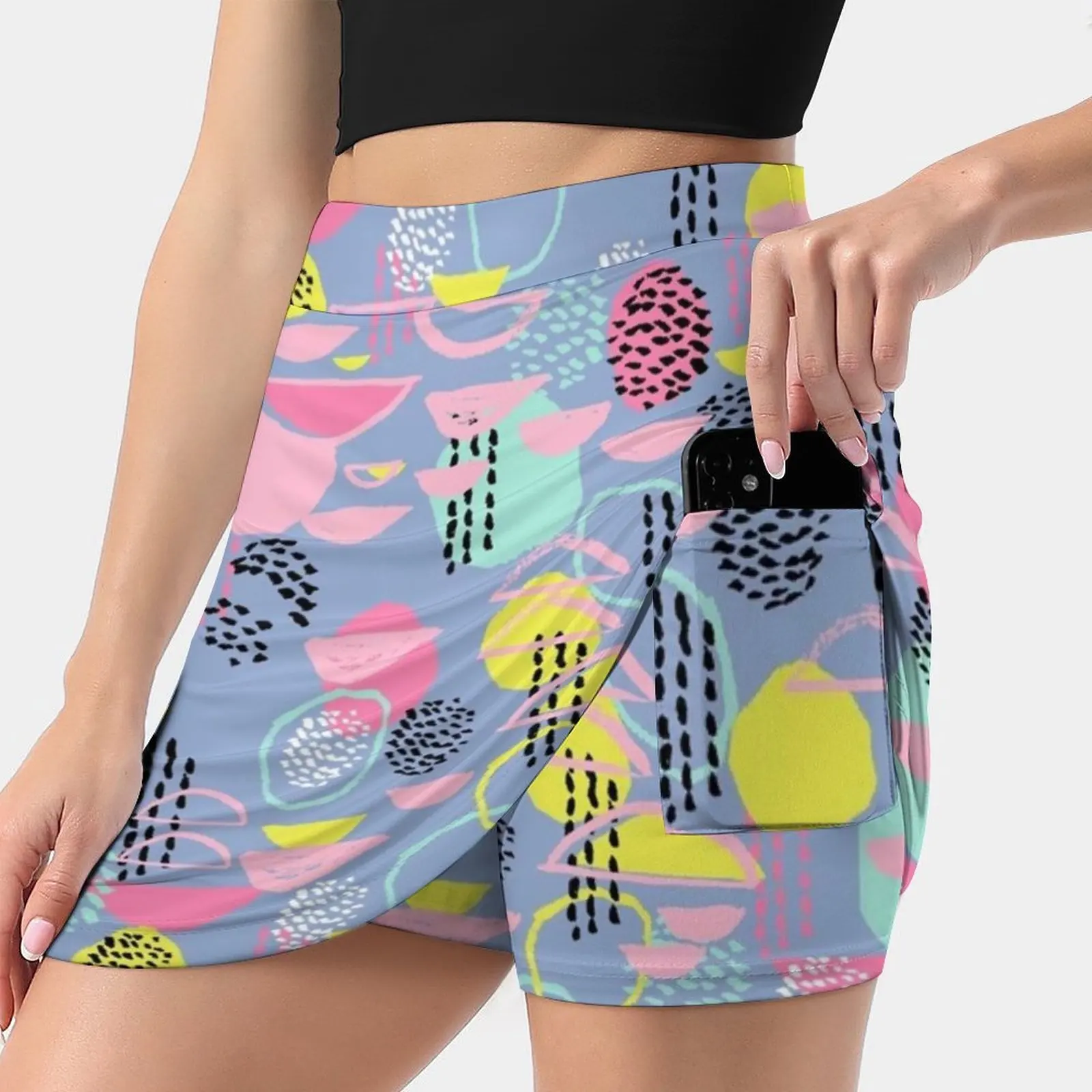 Abstract Pattern Nursery Minimal Pattern Pink Mint Pastels Women's skirt Aesthetic skirts New Fashion Short Skirts Abstract