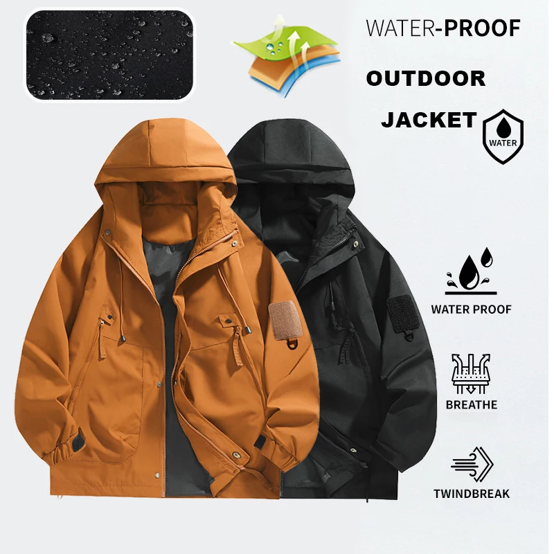 Men's Mountain Style Outdoor Jacket, Windproof Water Repellent Hiking Casual Shell Jacket