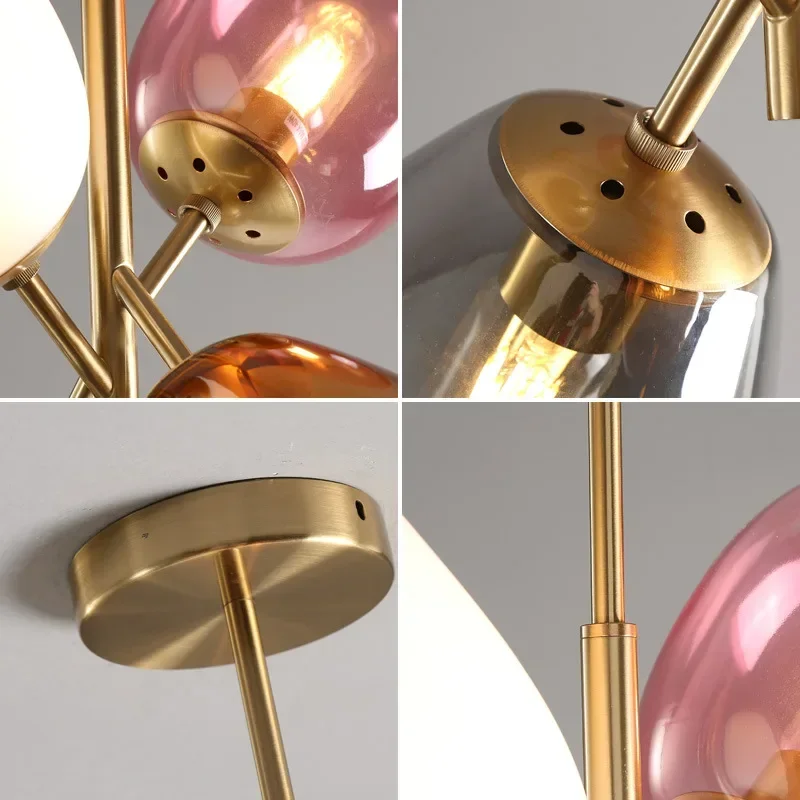 Lustre en verre coloré en forme de ballon, luminaire suspendu créatif, lustre LED personnalisé pour chambre à coucher, salon, chambre d'enfant, décoration d'ambiance chaleureuse