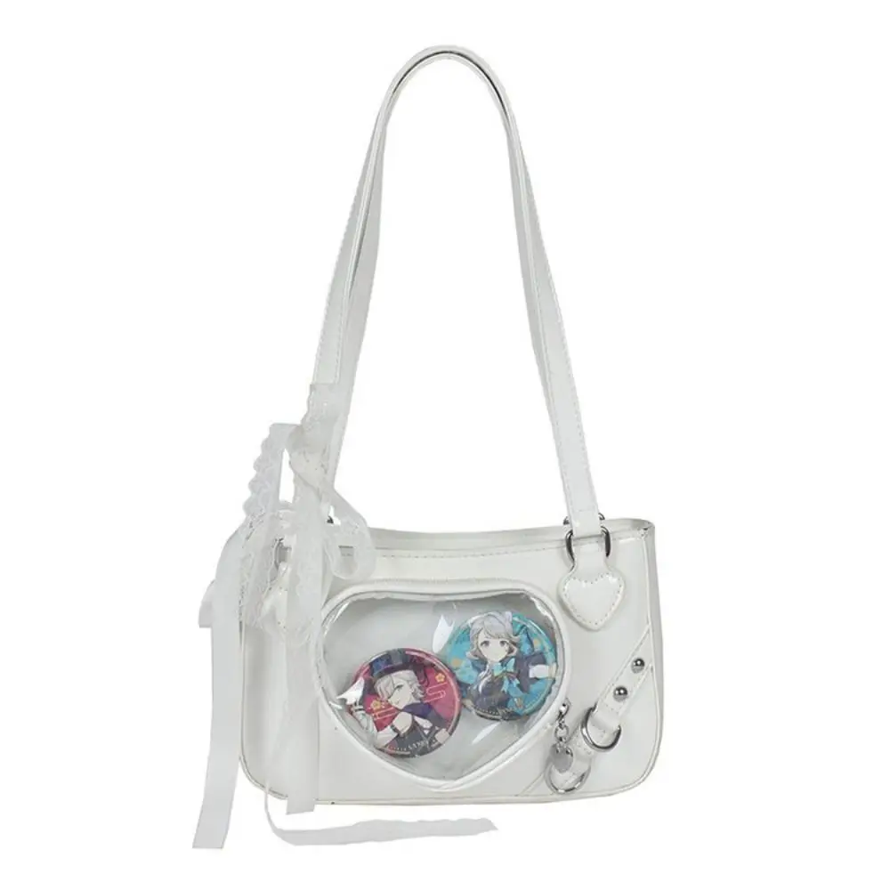 Y2K Transparent Love Itabag Zipper Bag Idol Merchandise Storage Kawaii Shoulder Bag Backpacks Storage Bag Lace Crossbody Bag