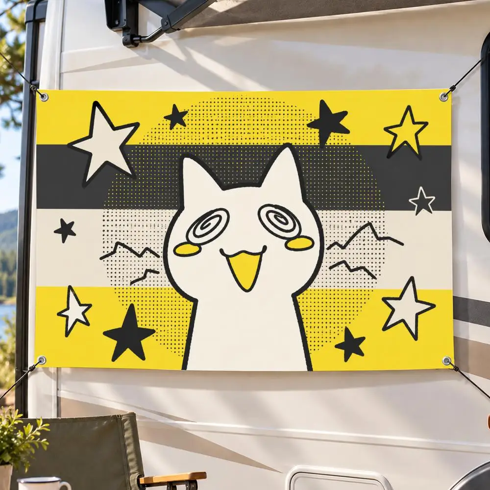 LGBT Cute Trans Pride Cat Flags Decorative Flag Banner Indoor Outdoor Garden Yard Patio Party Camping Wall Decor Gift