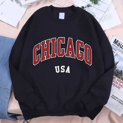 Chicago Usa Classic City Graphic abbigliamento felpa uomo Harajuku vestiti larghi o-collo Pullover Menswear Fleece Fleece Pullover