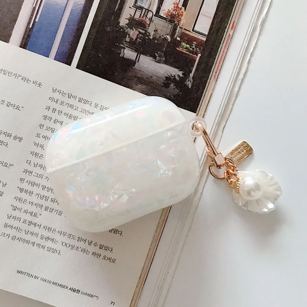 Dreamy Shell Pearl Pendant Keychain Earphone Cover For Apple Airpods Pro 2 Wireless Headset Protective Case For Air pods 4 3 2 1