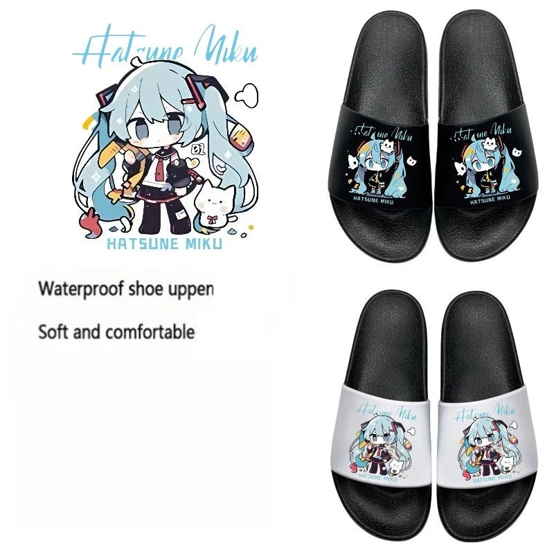Zapatillas de baño Hatsune Miku para hombre y mujer, zapatillas suaves antideslizantes para interiores, zapatos informales de suela blanda para el hogar, chanclas de playa, regalos