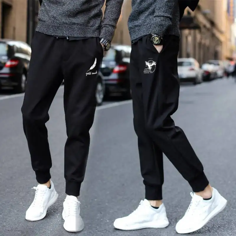 루즈핏 남성 스포츠 러닝 팬츠 한국 스타일 트렌디 젊은 감각의 나인 포인트 캐주얼 여름 롱 팬츠