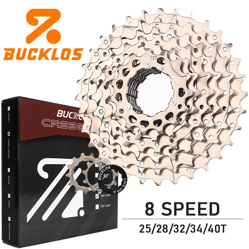 Image of BUCKLOS 8S Fahrrad-Freilauf 25T 28T 32T 34T 40T K7 Rennrad-Kassette Mountainbike-Schwungrad Stahl-Fahrradkassette für HG