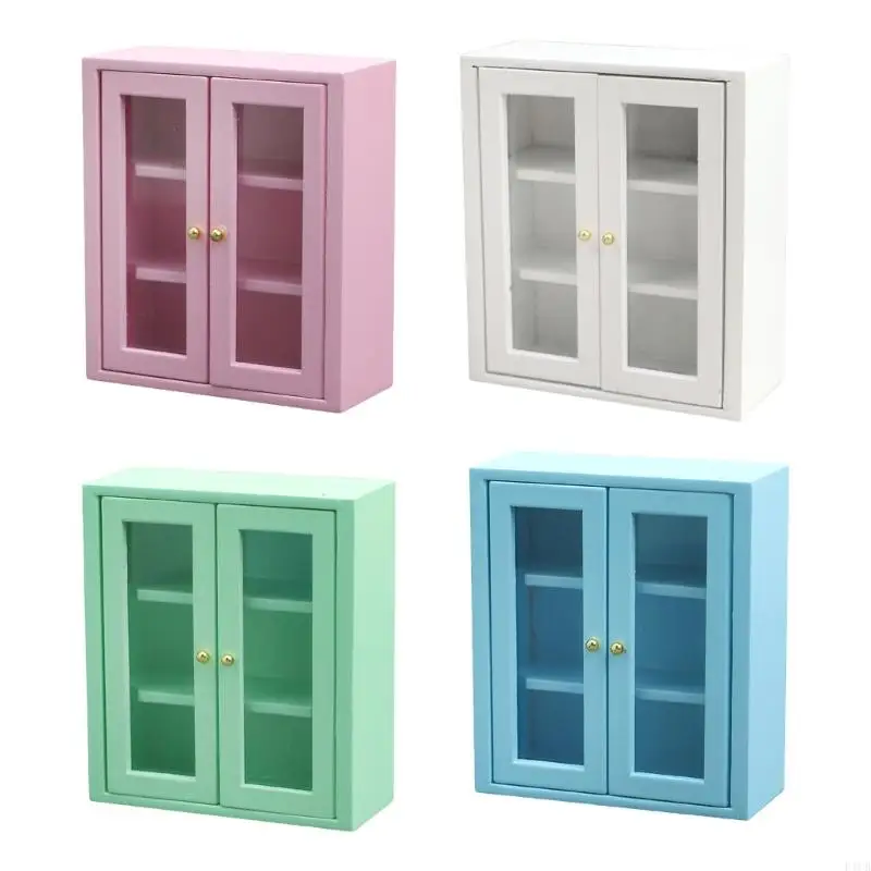 

F1CB Realistic Shelf Realistic Pretend Play Display Cabinet Model Toy Vintage Display Shelf 1:12 Doll House