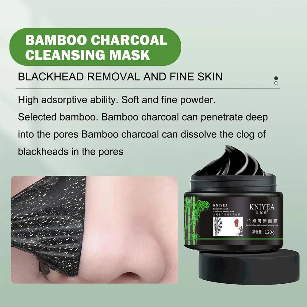 Maschera per la rimozione dei punti neri in bambù maschera per il controllo dell'olio maschera per il fango al carbone Pore Black Off Deep Shrink Peel Cleaning Anti-Acne Face S0U8