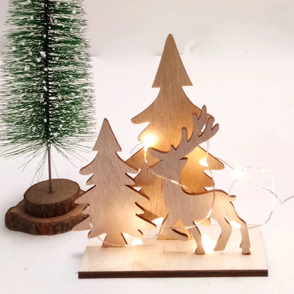 

Wooden Christmas Deer Decoration DIY Creative Craft Home Table Display Xmas Wood Ornament Festival Atmosphere Xmas Wood Ornament