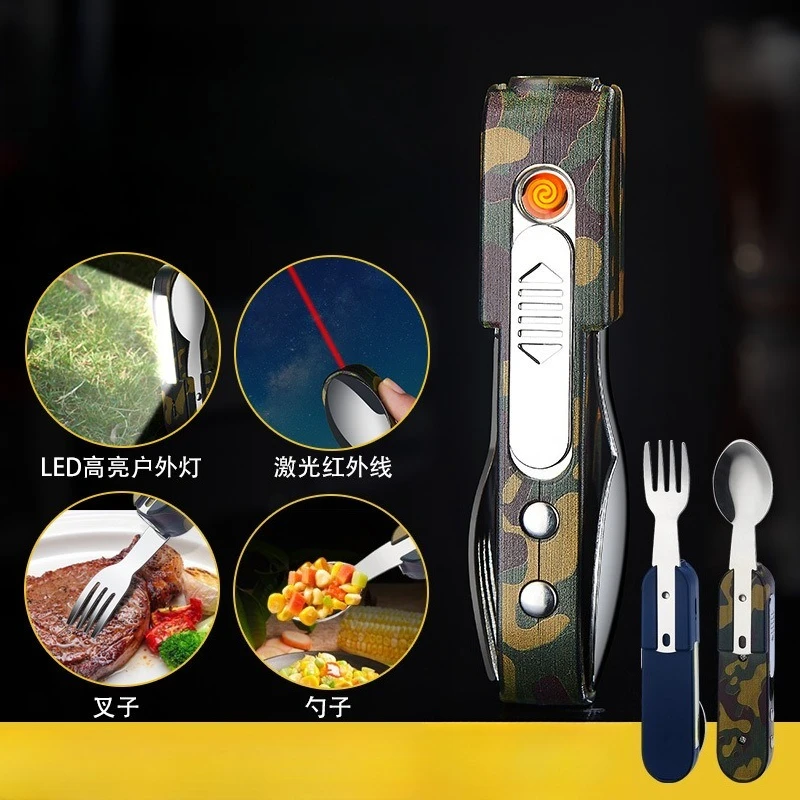 

Creative Multifunctional Windproof Charging Lighter Flashlight Dual-use Infrared Outdoor Cigarette Lighter Tableware