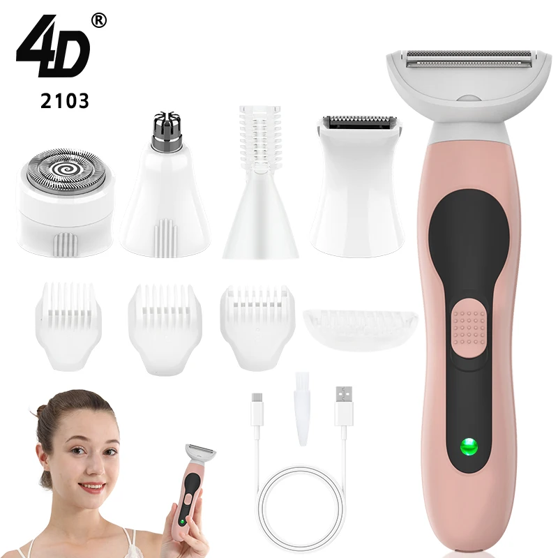 RESUXI 2103 5 في 1 المرأة متعددة الوظائف الكهربائية لنزع الشعر قابلة للشحن إزالة الشعر ماكينة حلاقة أداة قص الحواجب الأنف الشعر المتقلب